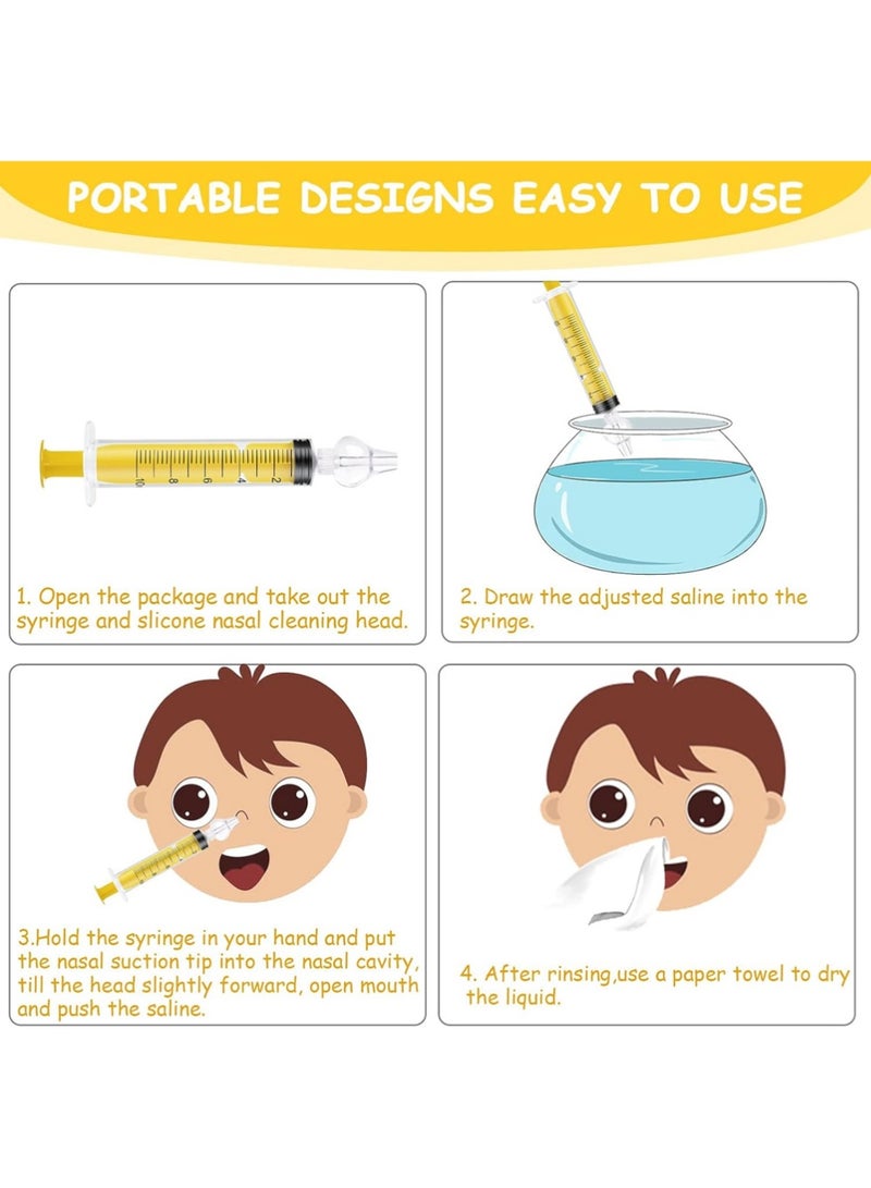 YOUGE Baby Nasal Irrigator, 4PCS Nasal Syringe for Baby, Syringe Nasal Irrigator with Tweezers & Cleaning Brush, Baby Nasal Aspirator with Silicone Nasal Suction Tips Portable Baby Nasal Syringe - Image 4